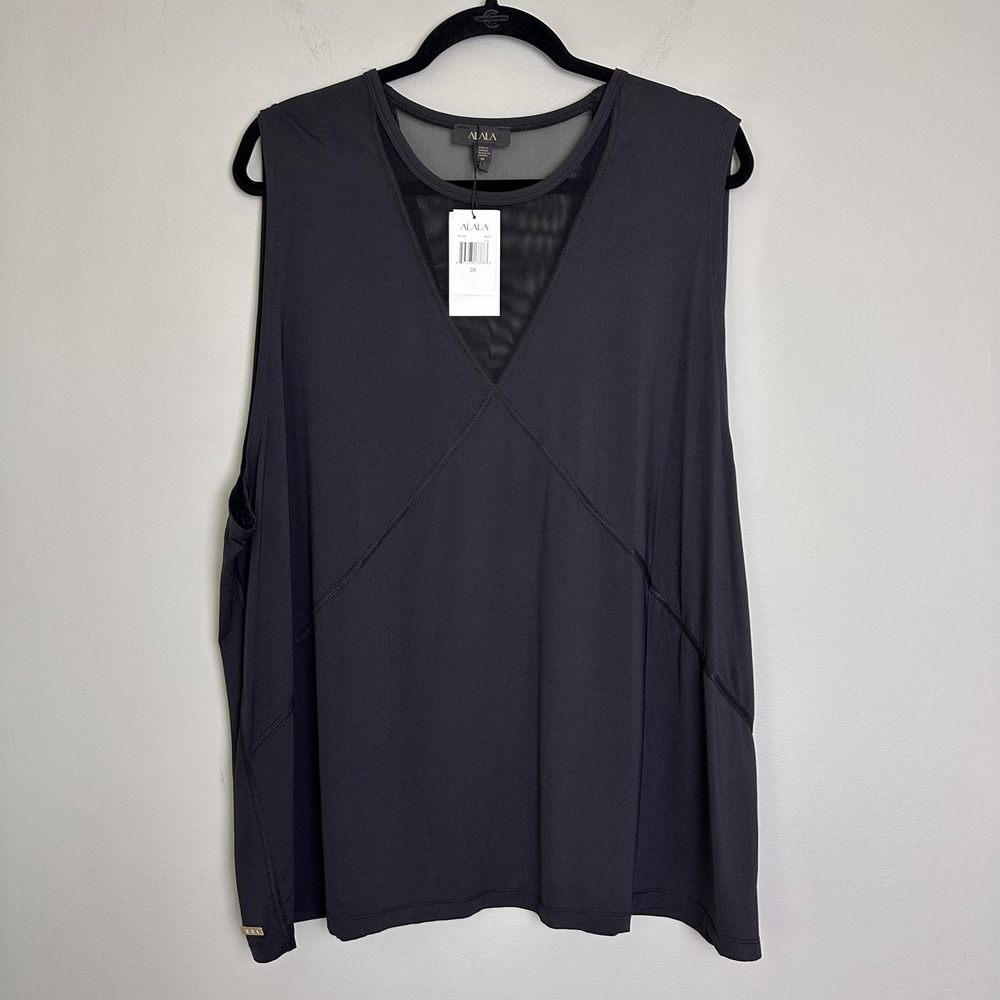 Alala Tank Top Womens 3X Black Mesh Sleeveless Athleisure Stretch Minimal